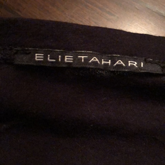 Elie Tahari metallic painted front, long sleeve v-neck cotton top - Picture 7 of 10